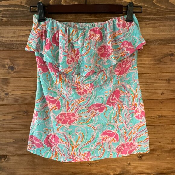 Wiley Ruffled Jellies Be Jammin Strapless Tube Top Size M Lilly Pulitzer - Picture 1 of 2